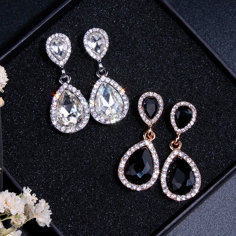 Женские свадебные серьги с кристаллами позолоченные/Посеребренные стразы