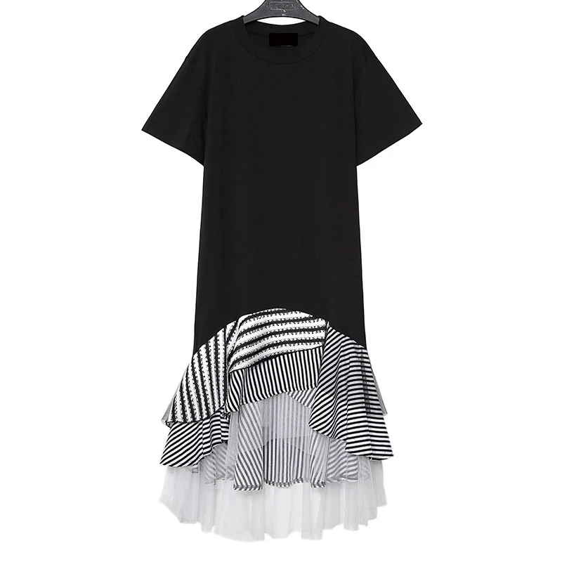 CHICEVER Лидер продаж летнее платье для женщин лоскутные оборки сетчатые короткие