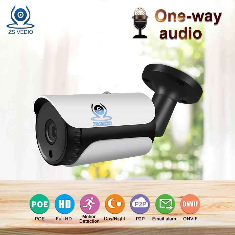 ZS VEDIO H.264 48 в POE 720P 960P 1080P аудио IP камера Onvif наружная Водонепроницаемая