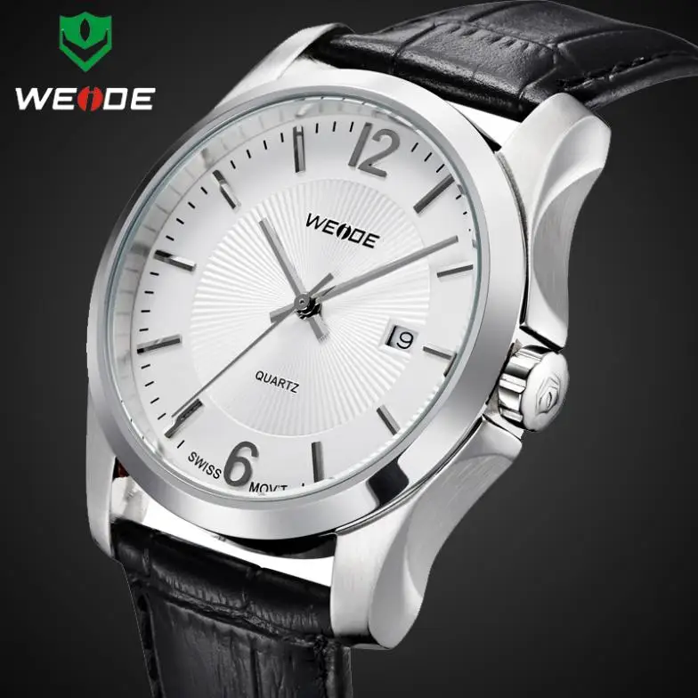 WEIDE 2014 new watch women luxury wrist brand analog quartz genuine leather band date hours clock relogio 30m waterproof | Наручные часы