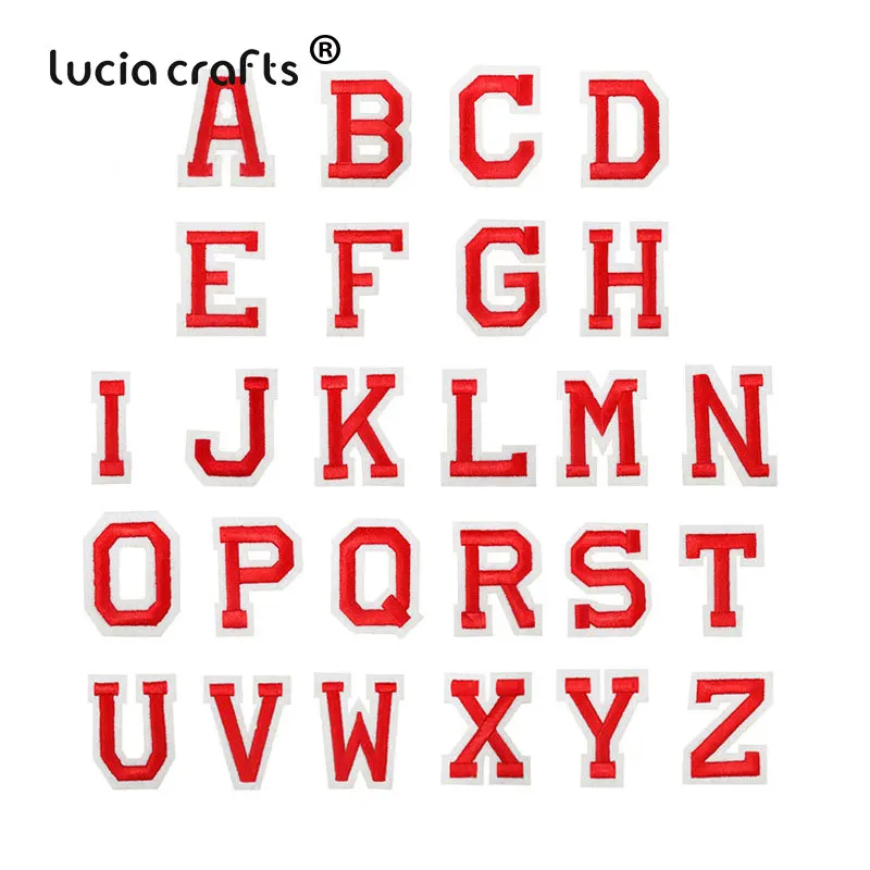 Style1 40X51mm 26pcs Lucia ремесла цифры Алфавит буквы нашивки вышитые железные на патч для Бейджи для одежды паста для сумки брюки Швейные L0404 - Цвет: Style1 40X51mm 26pcs