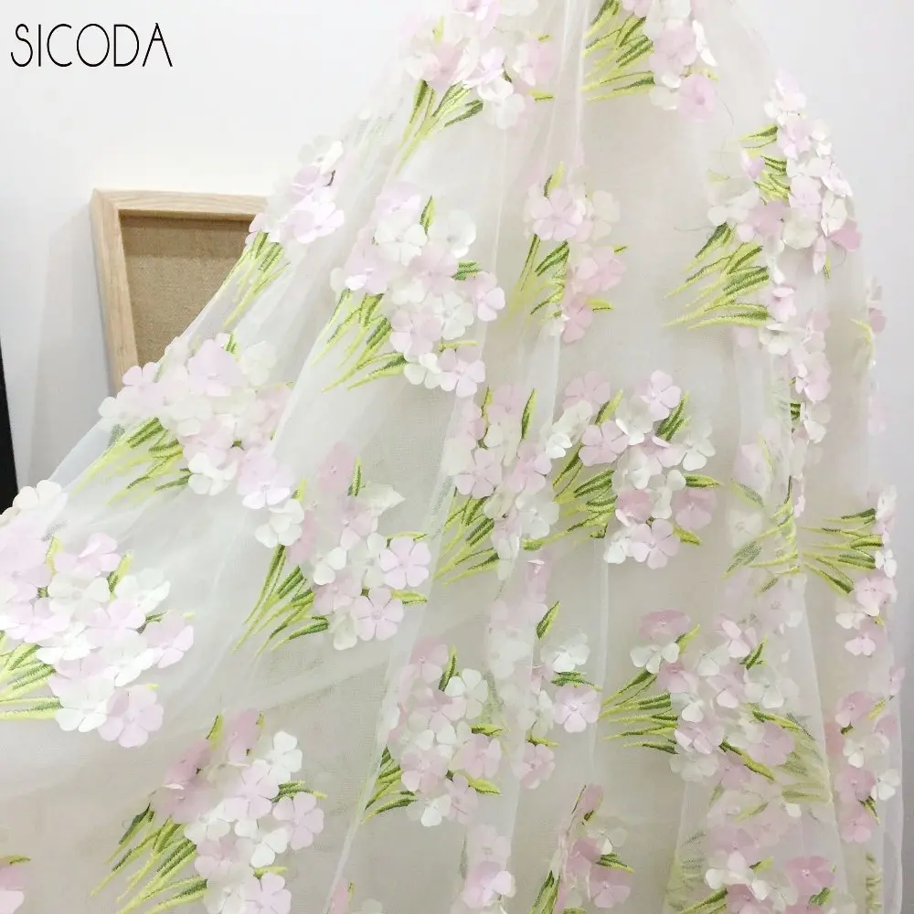 

SICODA 130x91 см, высокое качество, 3D африканская сетка, цветочное кружево для платья, свадебная вышивка, занавеска, ткань для одежды, «сделай сам»,...