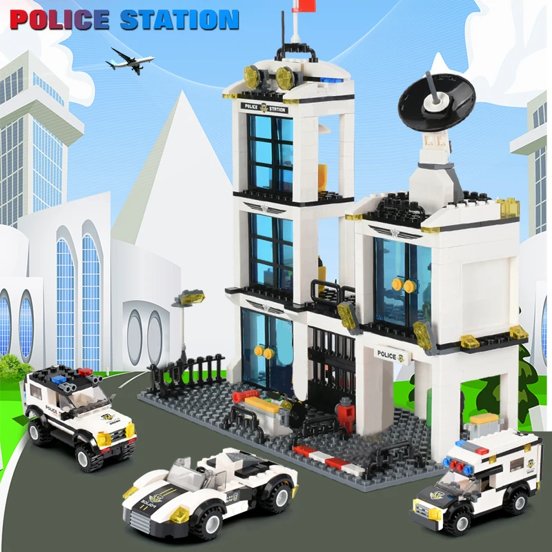 

534-818pcs Police Station Building Blocks City SWAT Figures Blocks Children Educational Car Bricks Toys Gifts For Children