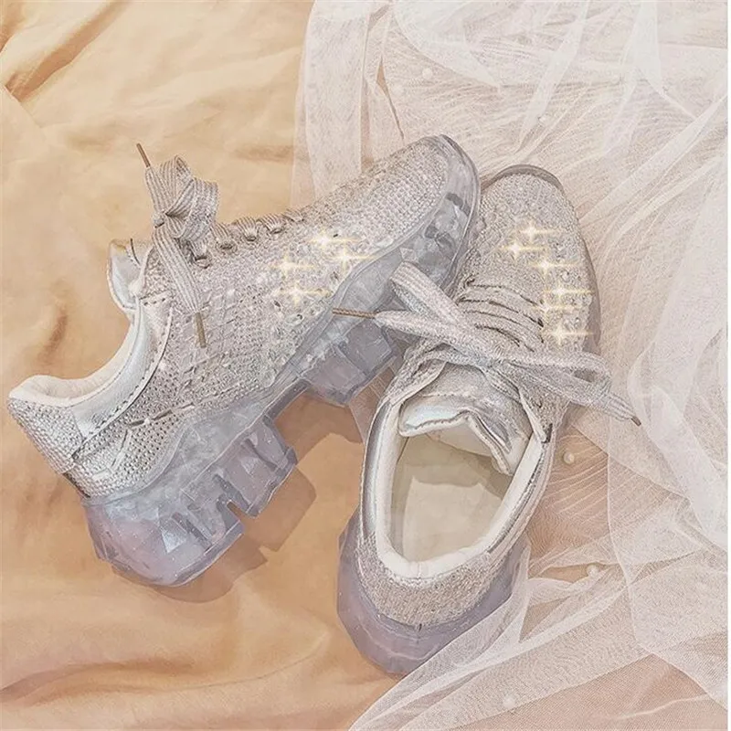 Женские прозрачные кроссовки Harajuku брендовые весенние на платформе Желейная