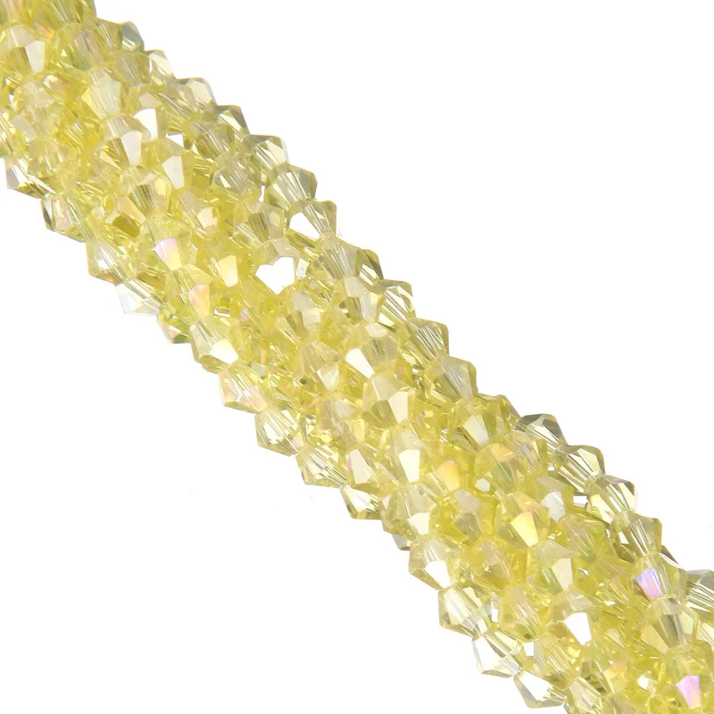 Биконусные бусины разделители 4 мм 110 шт. AB цвета стеклянные граненые с