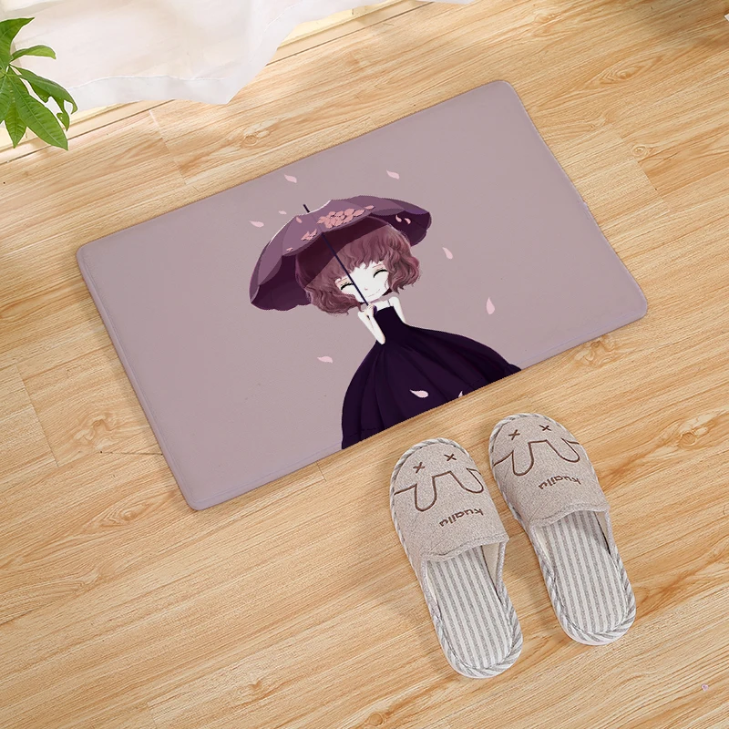 

Cartoon Cute Little Girl Home Doormat Corridor Kitchen Carpet Indoor Outdoor Welcome Non-slip Floor Mat 80cm