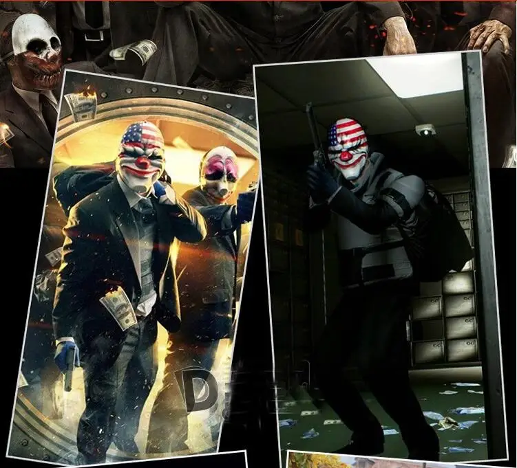 (1 шт./лот) Оптовая продажа 100% Топ Класс смолы страшный Клоун Маска Payday 2 Хэллоуин