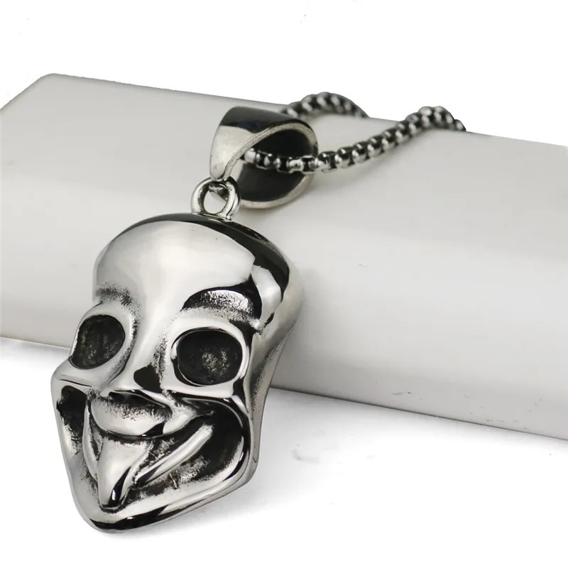 Маска улыбка кулон ожерелье из нержавеющей стали хип хоп коробка цепь colar masculino