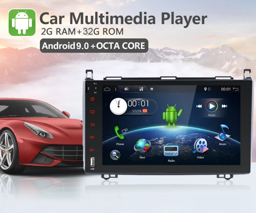 Android 9,0 2din Авто Радио DVD мультимедиа для Mercedes Benz B200 A B класс W169 W245 Viano Vito W639 Sprinter W906 wifi gps