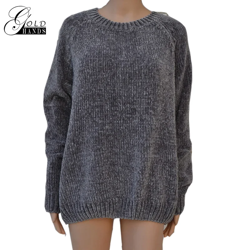 Women Casual Chenille Sweater Loose Hole Knitted Pullovers Female Gray Boyfriend Style Ladies Knitwear Pull Femme | Женская одежда