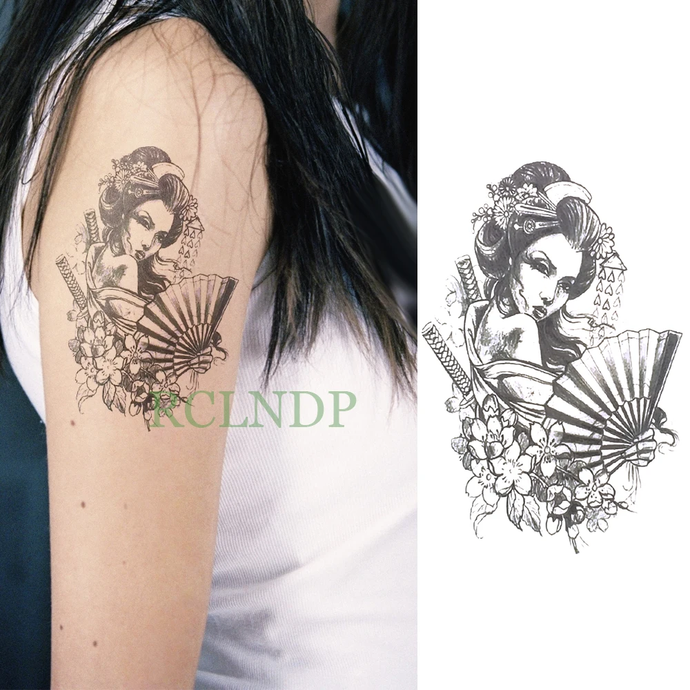 

Waterproof Temporary Tattoo Sticker Chinese Beauty Girl Flower Fake Tatto Flash Tatoo Back Leg Arm belly big size for Women girl