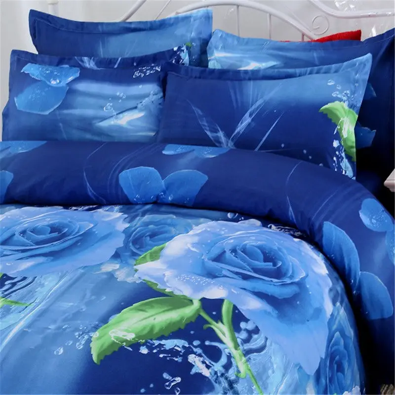 Домашний текстиль 3D постельные принадлежности наборы синий зерна Роза пантера