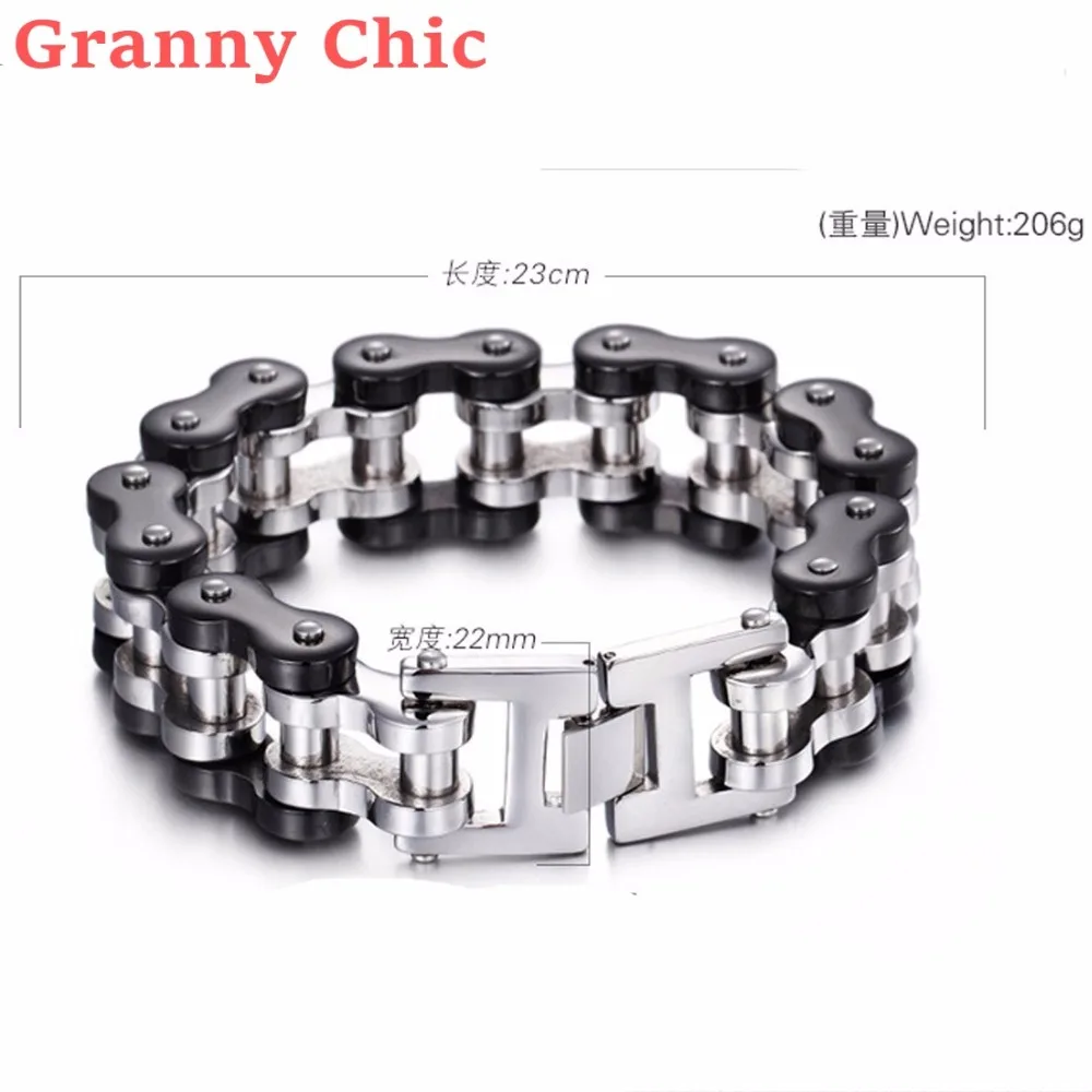 Браслет Granny Chic в стиле панк модная цепь с двигателем мотоцикла Байкерский