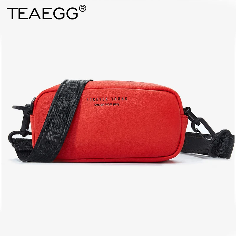 Красный TEAEGG, женские сумки через плечо с буквенным принтом, сумки-мессенджеры из коровьей кожи, женские школьные сумки с клапаном - Цвет: Красный