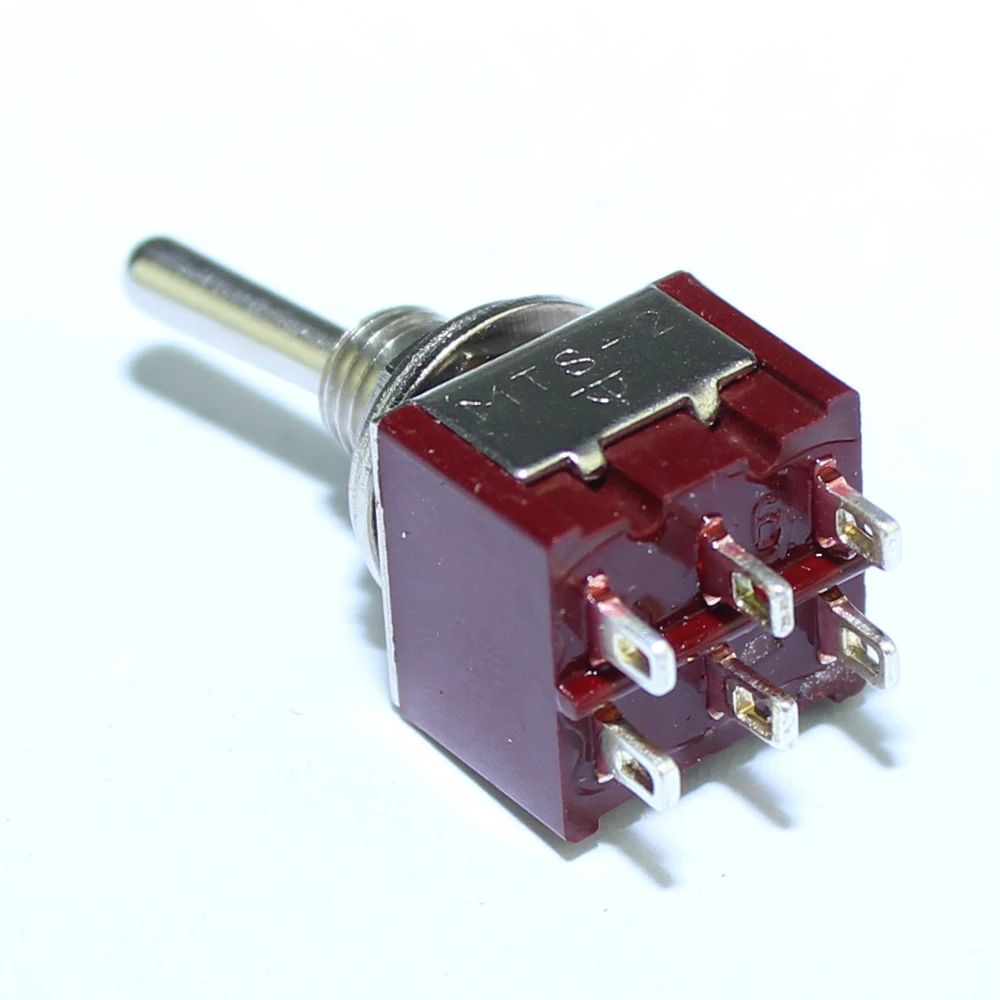 100 штук переключатель MTS-2033 ON, 6 мм, 3А, 250VAC, 6А, 125VAC, 6 контактов, миниатюрные фиксирующие детали для гитарных педалей.