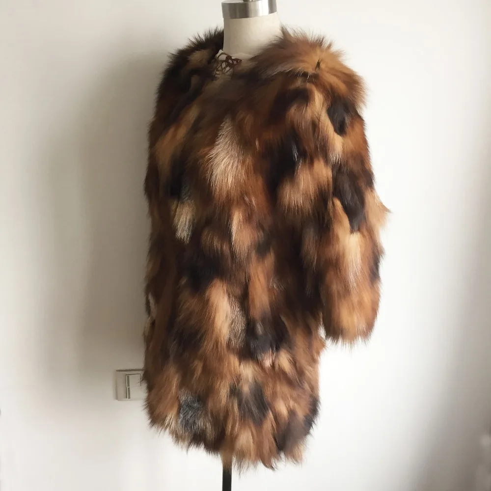 100% Роскошное однотонное шуба из натурального Лисьего меха специальный