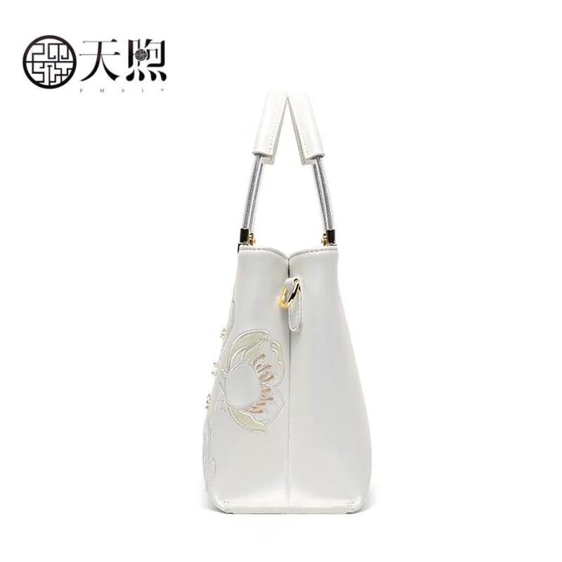 Pmsix high quality fashion luxury brand female 2019 new white ethnic style wild temperament cheongsam shoulder bag shoul | Багаж и сумки