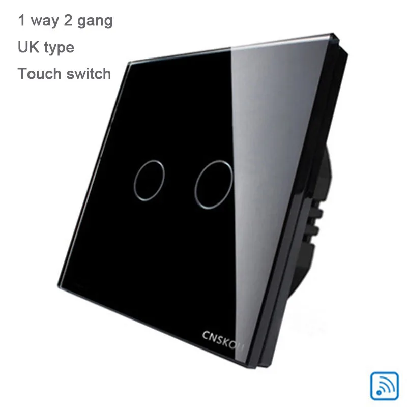 

UK Standard Switch, Crystal Glass Panel wall touch Switch,802 white/black/gold Glass free shipping. 2 Gang 1 Way wall Switch