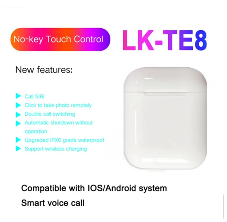 LK TE8 TWS сенсорные беспроводные гарнитуры Bluetooth умные наушники Беспроводная