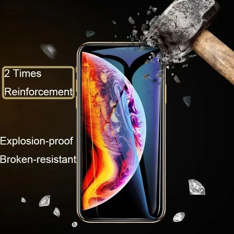 Закаленное стекло 10D с полным покрытием для защиты экрана от царапин iPhone X XR Xs Max 8 7