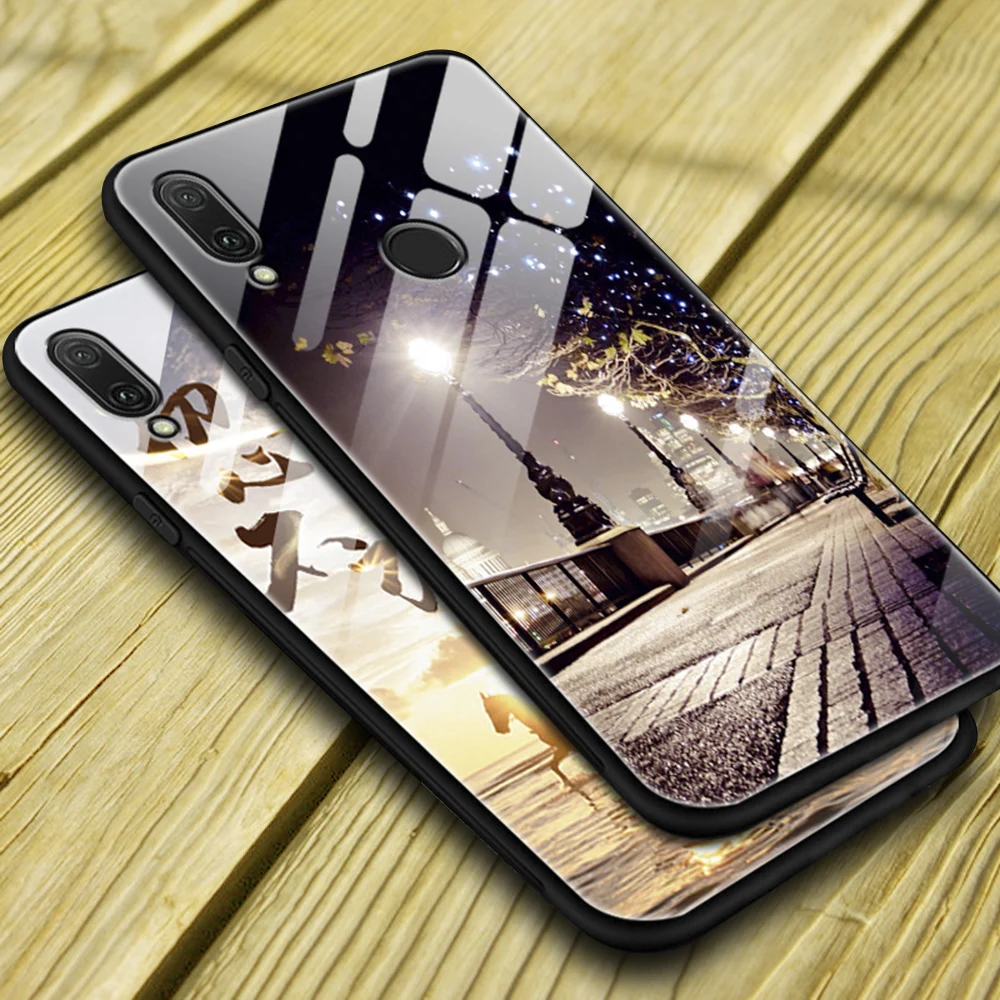 Для Redmi Note 7 Чехол на Xiao закаленное стекло чехол текст Звездное небо Печать