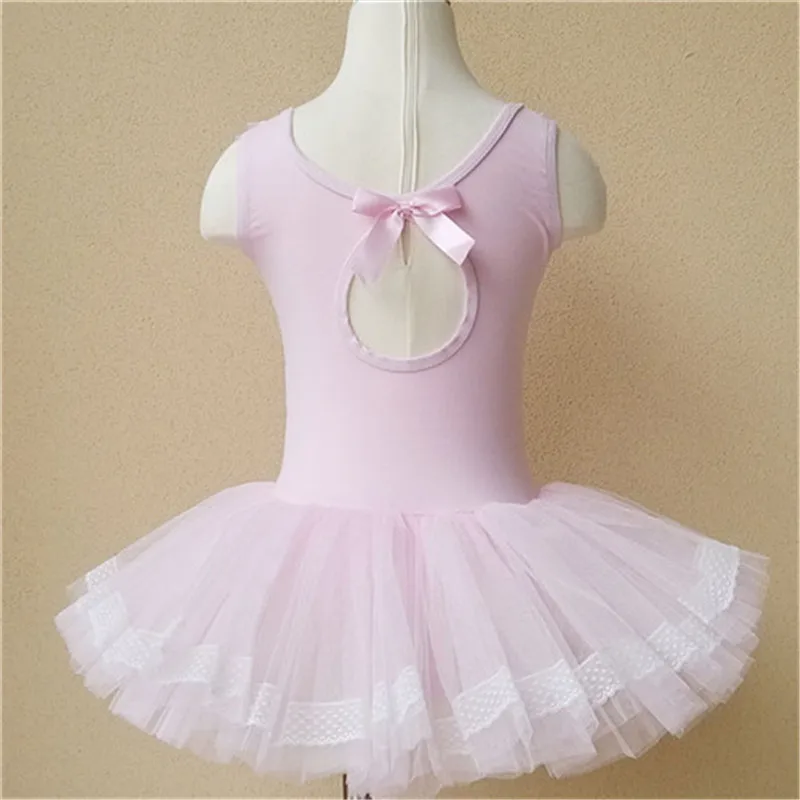 Балетное хлопковое платье с тюлем розового цвета для девочек Детский костюм