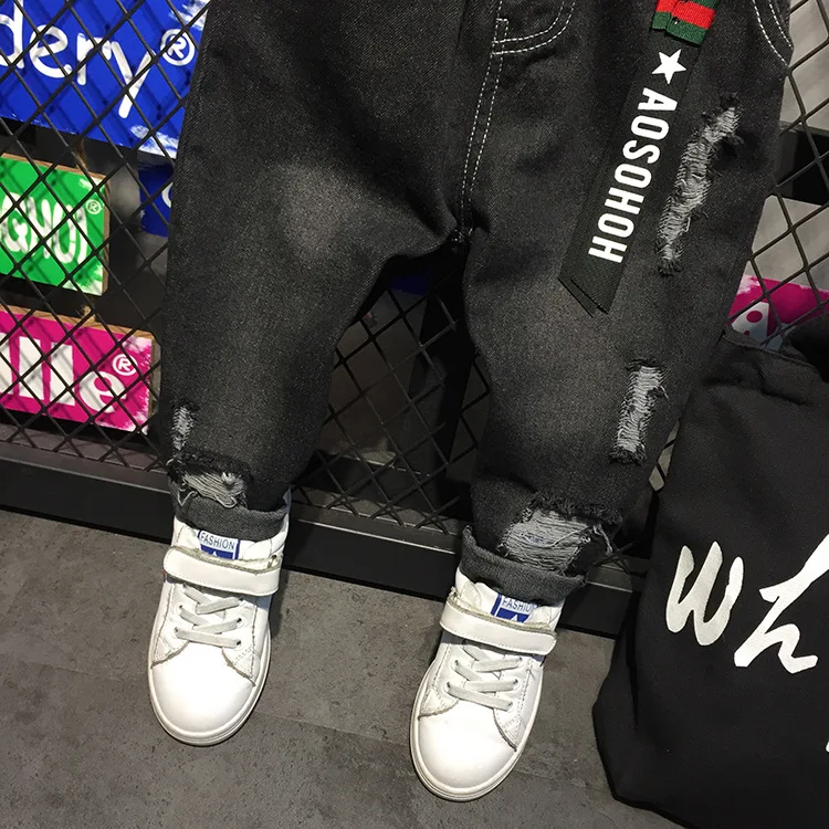 2018 г. осенние детские джинсы для мальчиков джинсовые штаны маленьких