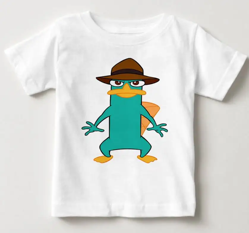 Г. Новое поступление, модная рубашка с принтом Phineas and Ferb Perry the Platypus Белая Летняя новая хлопковая детская футболка MJ
