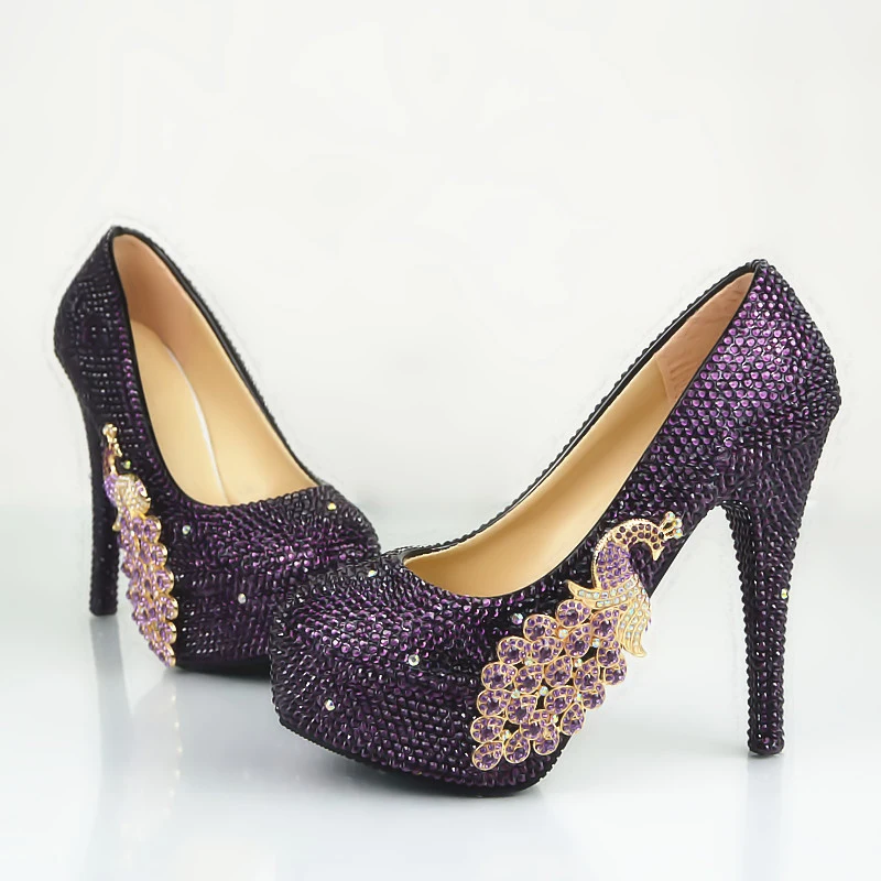 Свадебная обувь с украшением в виде кристаллов Цвет фиолетовый размеры 45 для