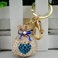 luxurious crystal rhinestones heart money purse metal car bag key ring valentines gifts wholesale promotion