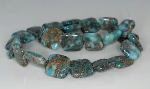 16mm Dark Blue Lagoon Pyrite Inclusions Quartz Gemstone Square Loose Beads 16 inch Full Strand (90185856-851) | Украшения и