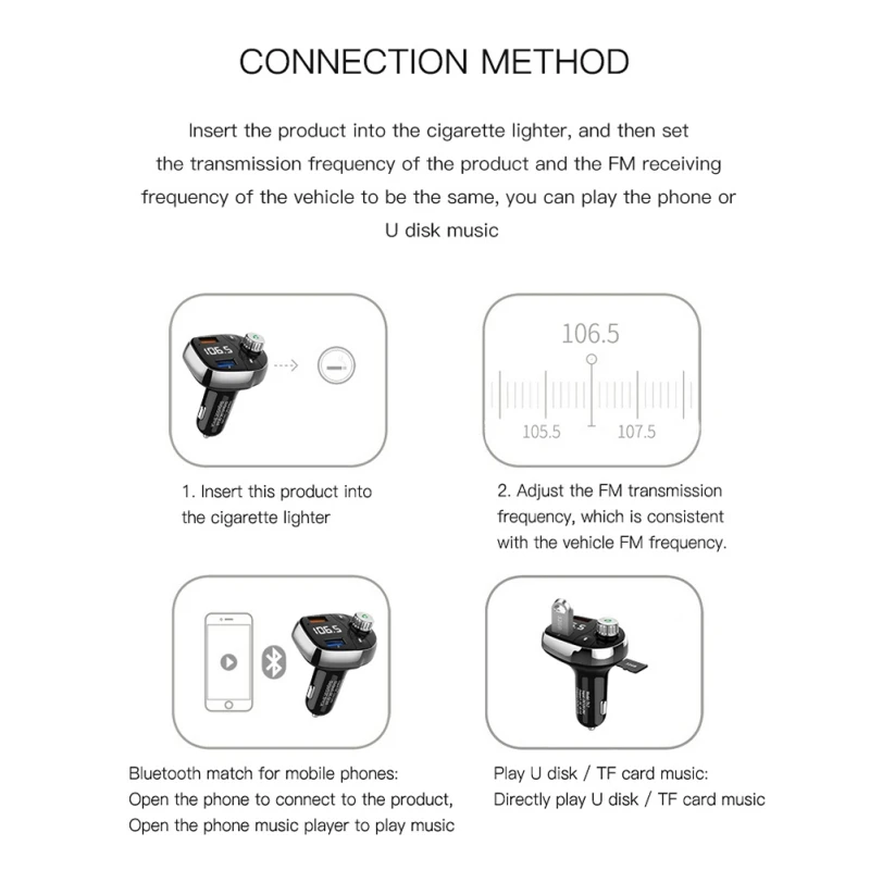 T62 Быстрая зарядка 3,0 автомобильный Bluetooth fm-передатчик с двумя портами usb QC3.0 автомобильное зарядное устройство fm-модулятор MP3-плеер Автомобильная Зажигалка Handfree
