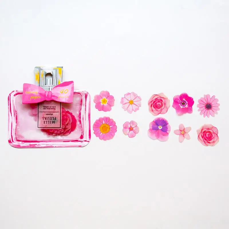40 шт./пакет Творческий флакон духов наклейка с изображением лепестков сумка DIY Декоративные наклейки для скрапбукинга листы этикетка Примечания почтовые принадлежности - Цвет: A