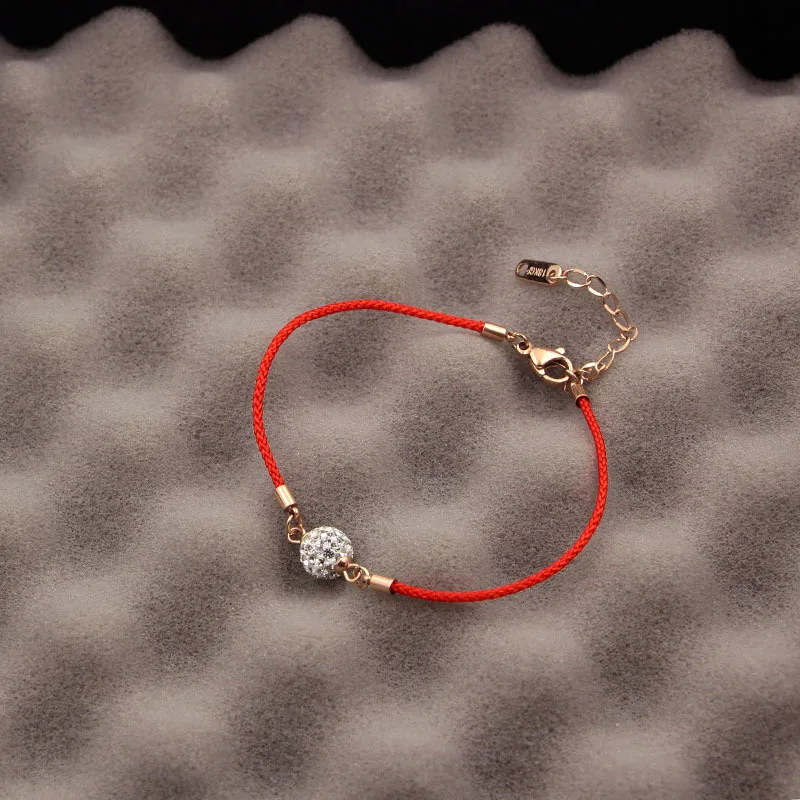 Модные ювелирные изделия браслет из красного шнура с бусинами розового золота