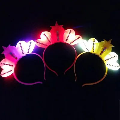 5PC/LOT Christmas LED Flashing Glow Headband Women Girls Crown Heart Light Up Hairbands Hair Accessories Party Supplies|Сверкающие