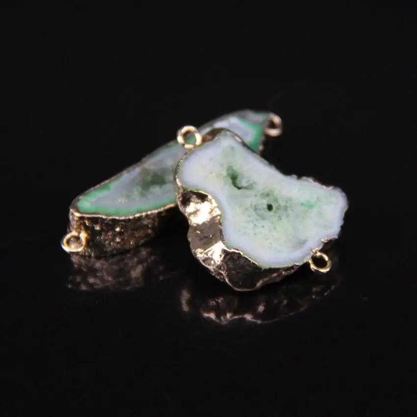 5 шт. натуральная Друза фоторазъем зеленая геодеза с золотистыми краями граненые