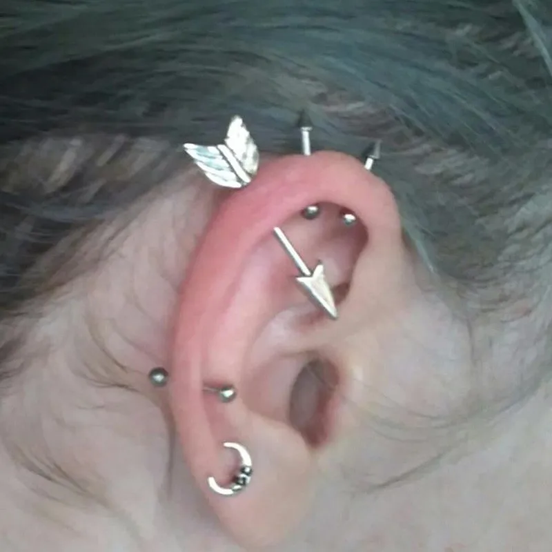 1 пара пирсинг для соски в виде черной стрелы кольцо соска серьги пера стиле панк