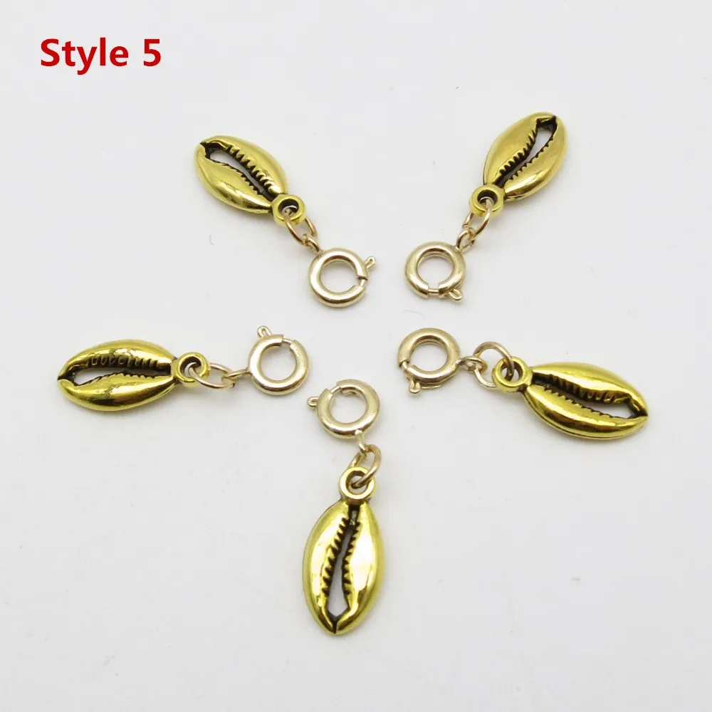 5pcs Style 5 5 шт./упак. shell Дерево DIY талисманы, подвязанные лентой, с объемной волной, дредлоки, для увеличения объема, бусины зажимы манжеты кольца Золотой застежками ювелирных изделий, дредлоки, для увеличения объема, аксессуары - Цвет: 5pcs Style 5