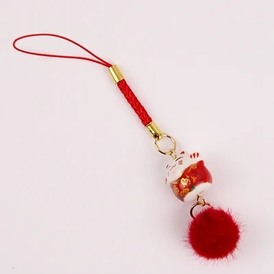 5 1 шт. Omamori Maneki Neko Fortune Cat Висячие брелки брелок милый меховой колокол украшение подвеска на сумку хороший подарок J30 - Цвет: 5