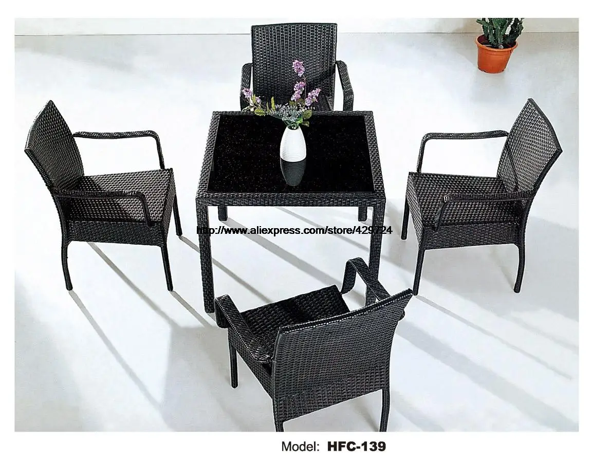 Классический открытый стул Кофе Таблица отдых набор садовой мебели из ротанга