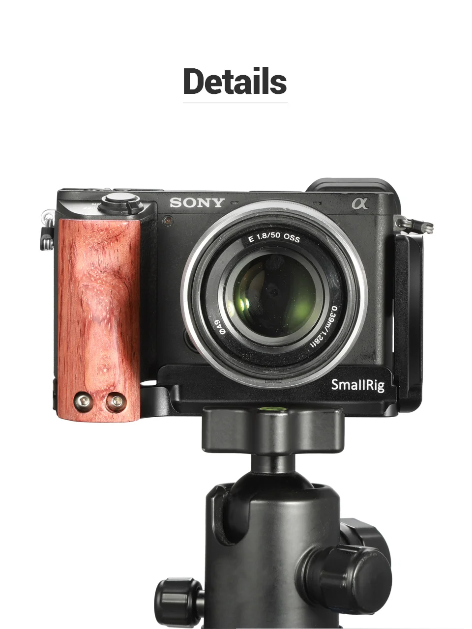 SmallRig A6500 l-кронштейн клетка комплект для sony Alpha A6500 боковая пластина+ Arca опорная пластина L пластина с деревянной рукояткой-2074