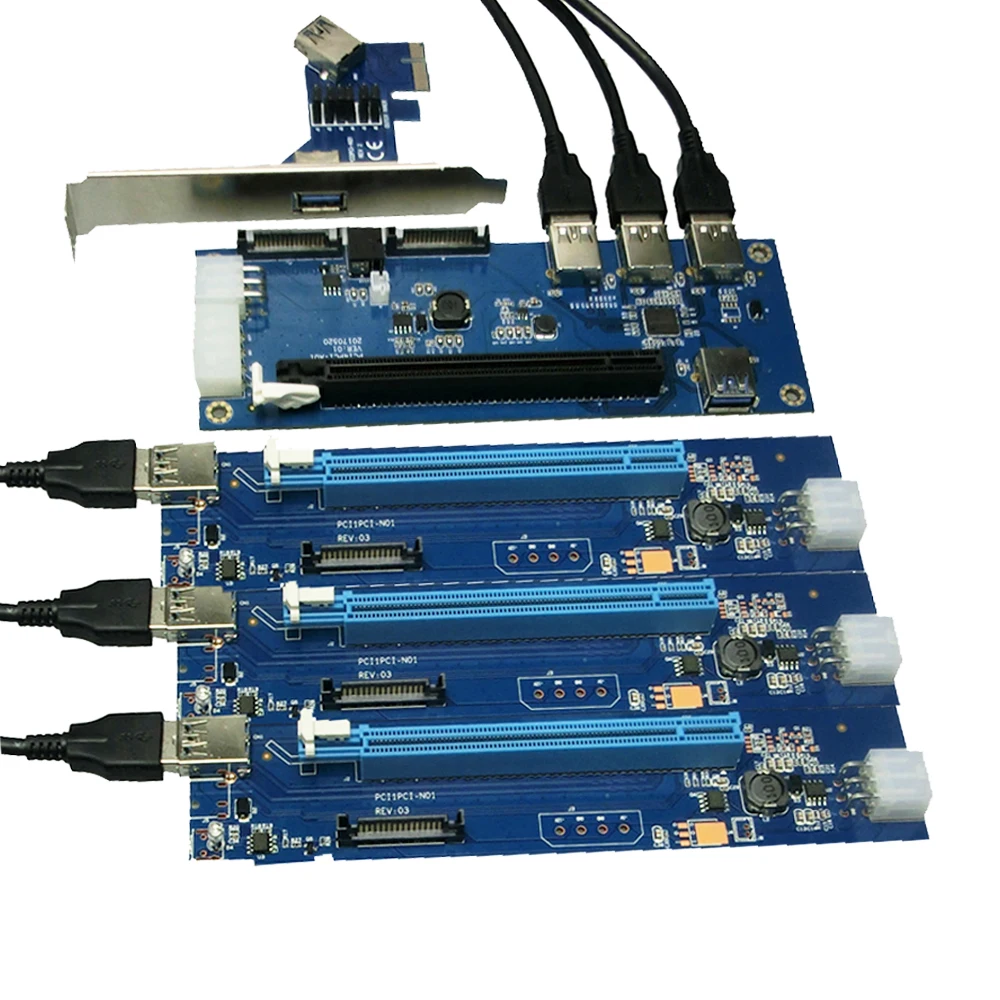 Новый aad in card PCIe 1-4 PCI express 16X Слоты Riser Card PCI-E 1X к внешнему 4 PCI-e слот адаптер порт