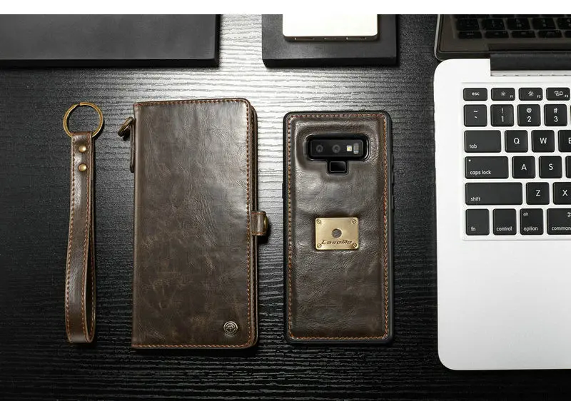 Чехол-Кошелек Me, чехол для samsung Galaxy Note 9, с ремешком на запястье, Беспроводная зарядка, магнитный, 2 в 1, флип-кошелек, съемный чехол для телефона