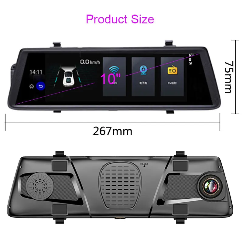 Автомобильный видеорегистратор 4G 10 &quot 1080p Android GPS навигация Wi Fi ADAS Bluetooth двойной