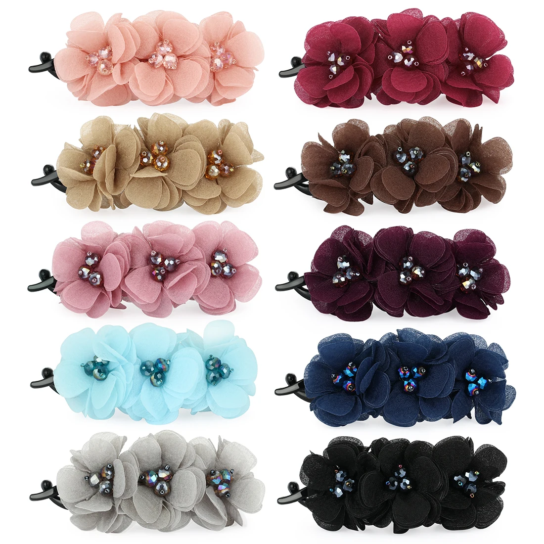 Весенне-летние заколки-зажимы для волос с цветами для женщин, тканевые украшения для волос, модные аксессуары оптом HB27.