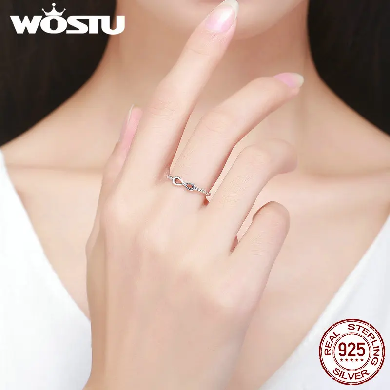 WOSTU Высокое качество Аутентичные 925 пробы Серебряные Кольца Бесконечность любовь для женщин модные ювелирные изделия подарок CQR094