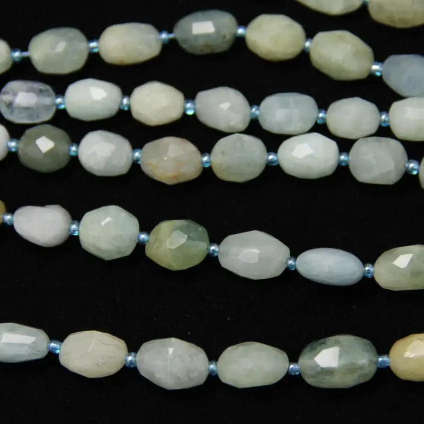 Около 25 шт. нитка Натуральный аквамарин граненый браслет вырезанные Nuggets камни