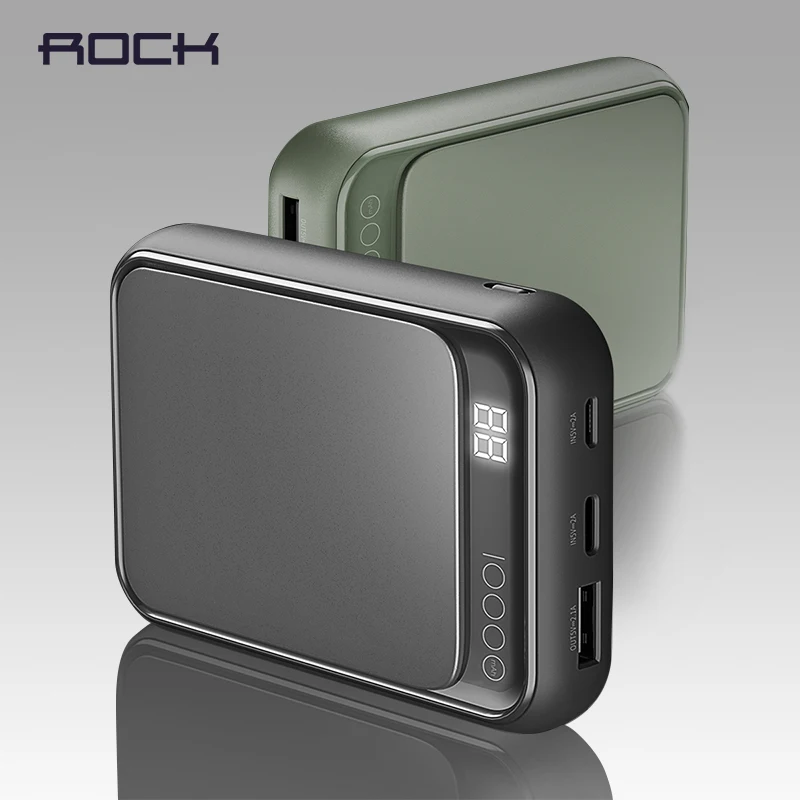 Внешний мини аккумулятор ROCK 10000 мАч два USB порта для Xiaomi mi phone портативный внешний