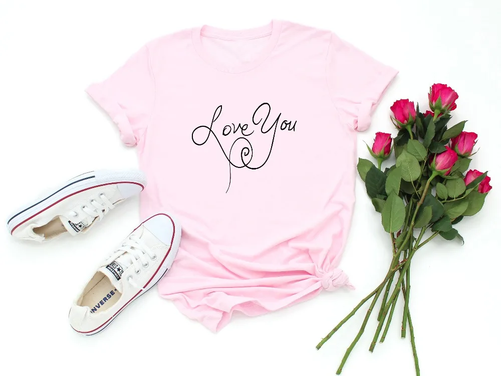 

Love You Shirt, Cute Valentines T Shirt letter print camiseta rosa feminina women fashion lover funny graphic slogan tee art top