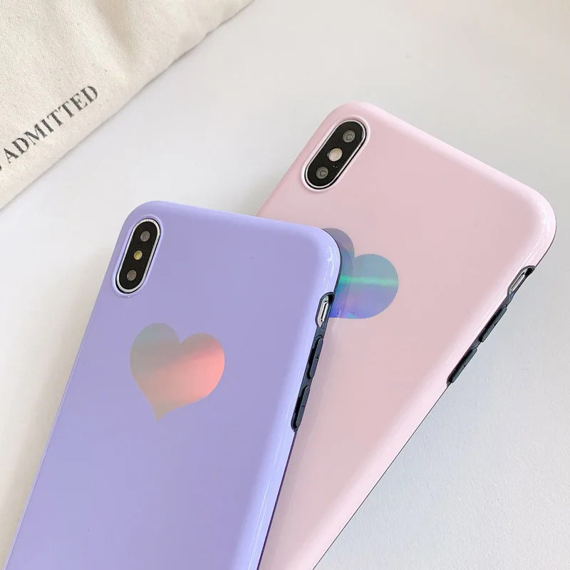 Lovebay Love Heart Laser чехол для телефона iPhone X XS XR Xs Max карамельный цвет мягкий IMD простой 6